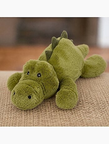 Peluche bouillotte crocodile vert - made in france