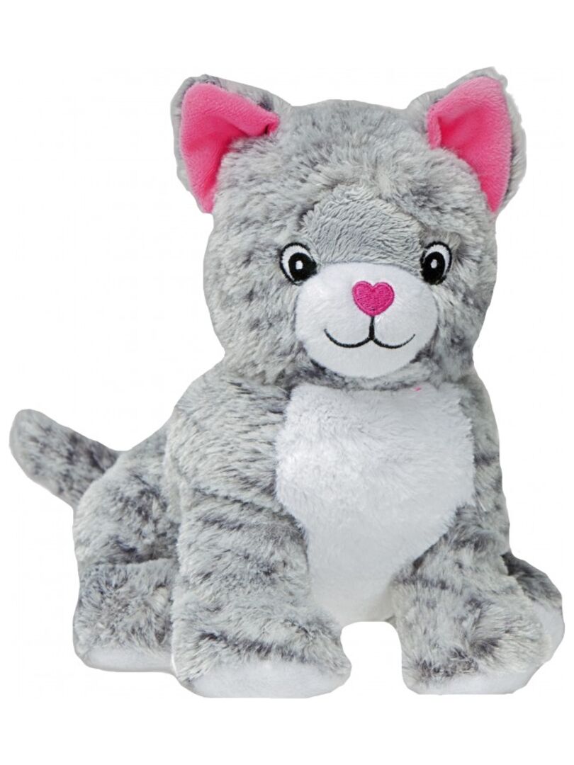 Peluche Bouillotte déhoussable chat - Made in France - Gris