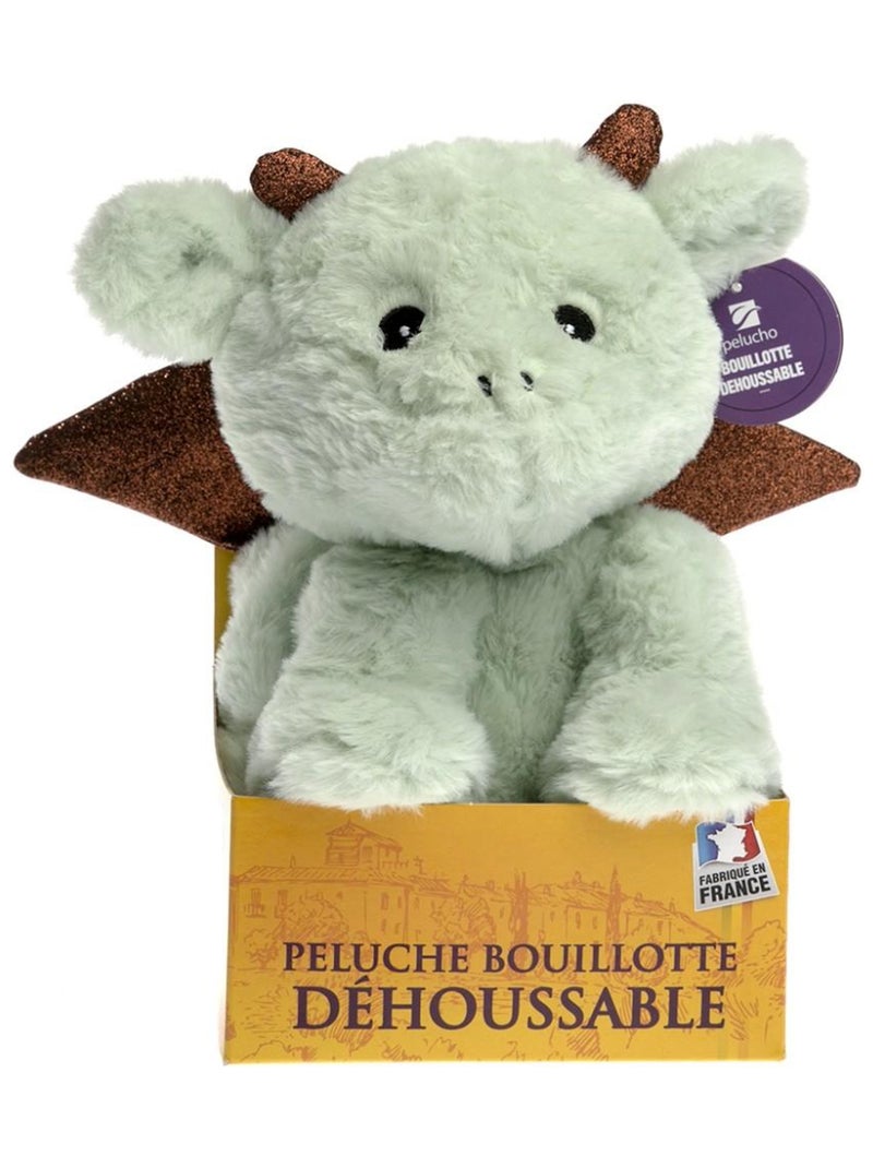 Peluche Bouillotte déhoussable Dragon - Made in France Vert - Kiabi