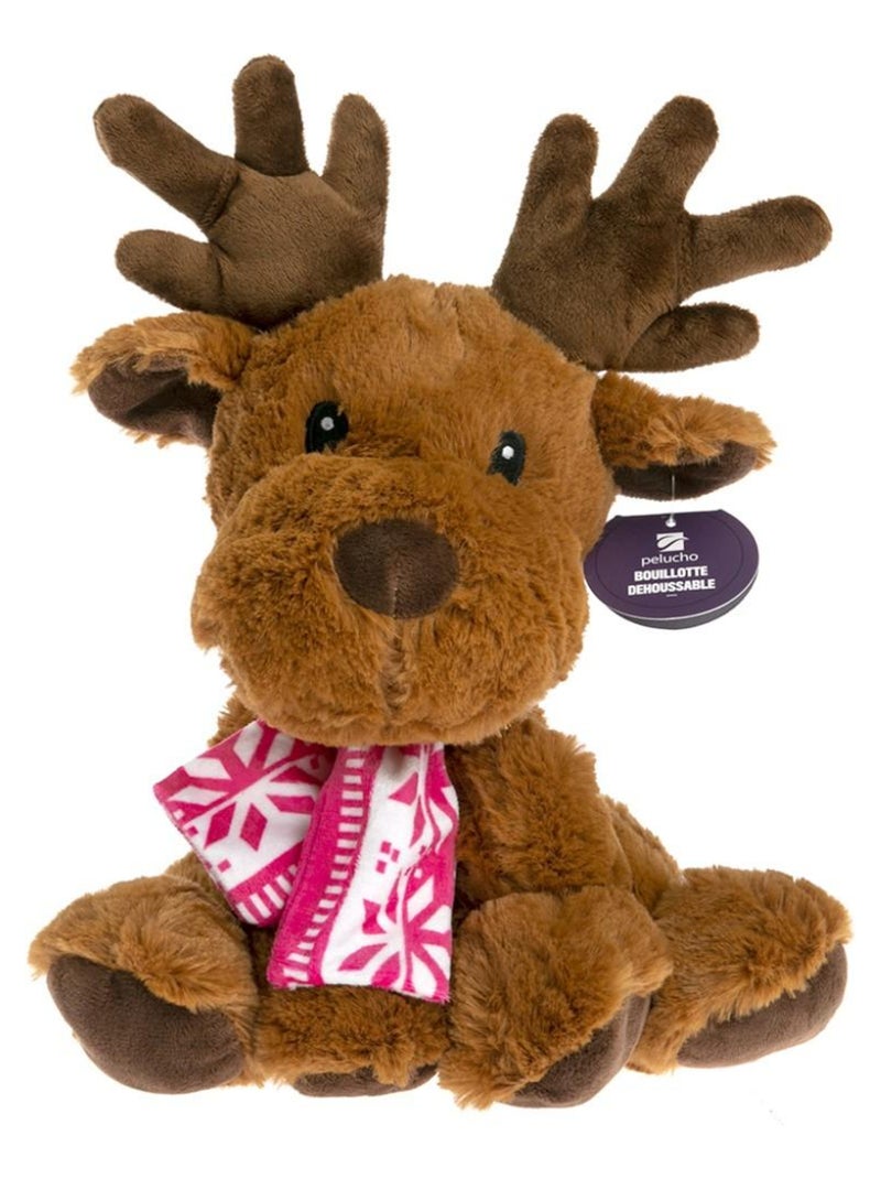 Peluche Bouillotte déhoussable Elan hiver - Made in France Marron - Kiabi