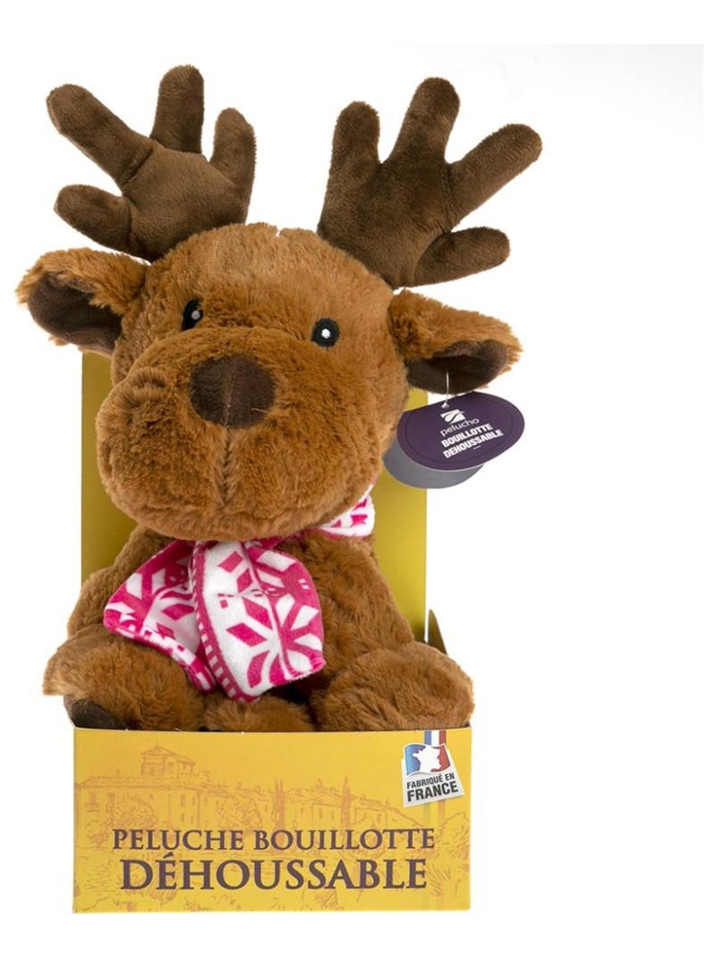 Peluche Bouillotte déhoussable Elan hiver - Made in France Marron - Kiabi