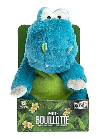 Peluche Bouillotte Dinosaure bleue - Made in France