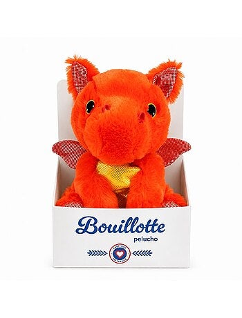 Peluche bouillotte dragon rouge - made in france