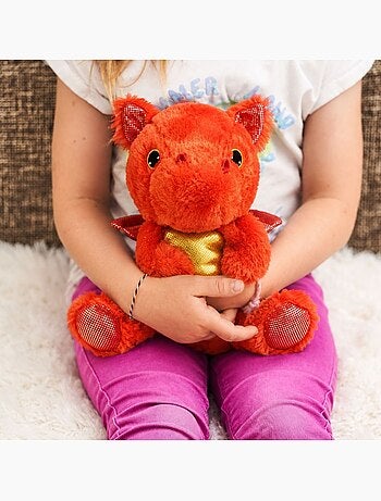 Peluche bouillotte dragon rouge - made in france