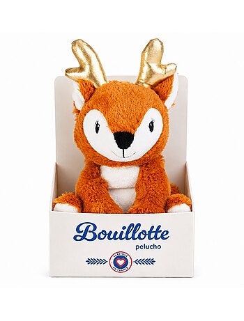 Peluche bouillotte faon marron - made in france