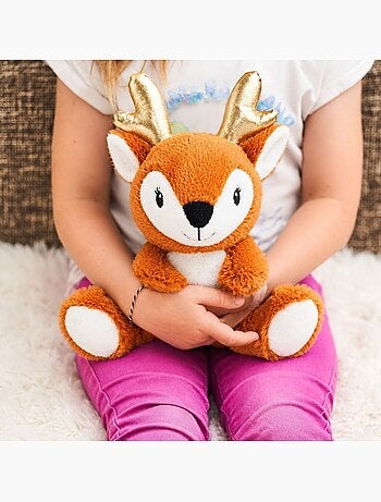 Peluche bouillotte faon marron - made in france