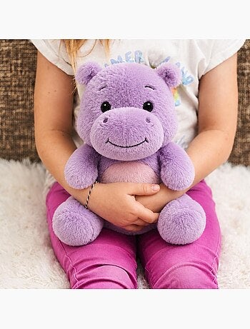 Peluche bouillotte hippo mauve - made in france