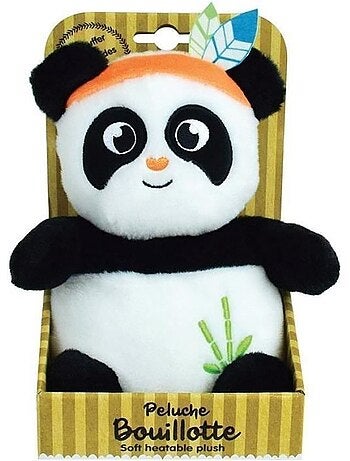 Peluche bouillotte INDIAN PANDA - JEMINI - H 21 cm - Blanc et noir - Bébé