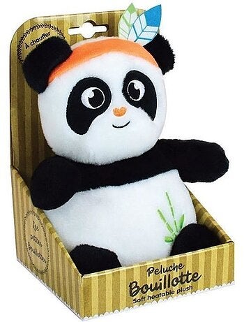 Peluche bouillotte INDIAN PANDA - JEMINI - H 21 cm - Blanc et noir - Bébé