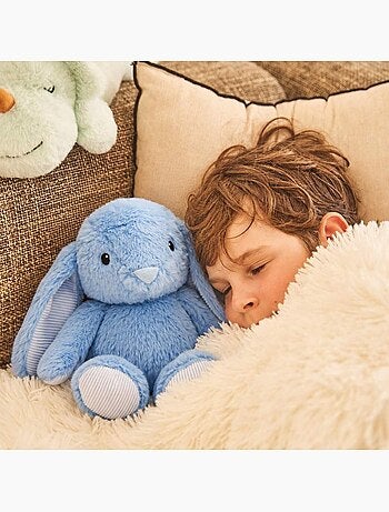 Peluche bouillotte lapin bleu - made in france