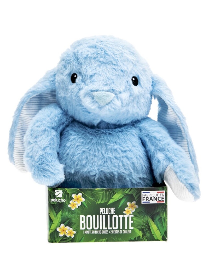 Peluche Bouillotte Lapin bleu - Made in France Blanc Bleu marine - Kiabi