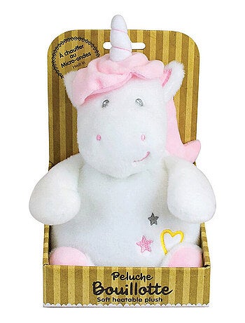 Peluche bouillotte LICORNE - Haut 19 cm
