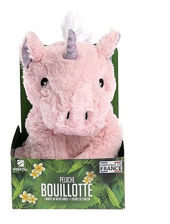 Peluche Bouillotte Licorne Rose - Made in France