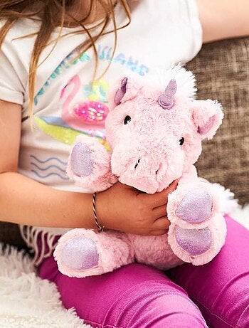 Peluche Bouillotte Licorne Rose - Made in France