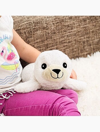 Peluche bouillotte otarie blanche - made in france