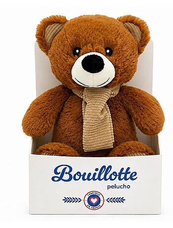 Peluche bouillotte ours marron - made in france