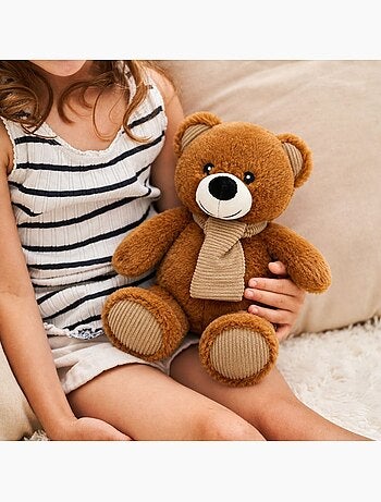 Peluche bouillotte ours marron - made in france