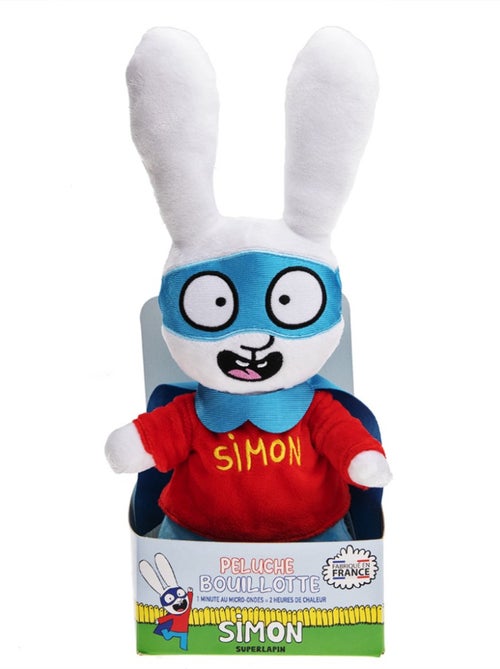 Peluche Bouillotte Simon super lapin - Made in France - Kiabi