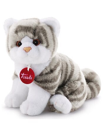 Peluche chat tigré gris 20 cm