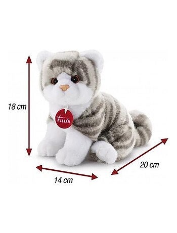 Peluche chat tigré gris 20 cm