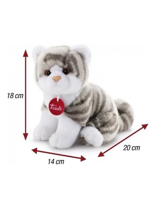 Peluche chat tigré gris 20 cm - Kiabi