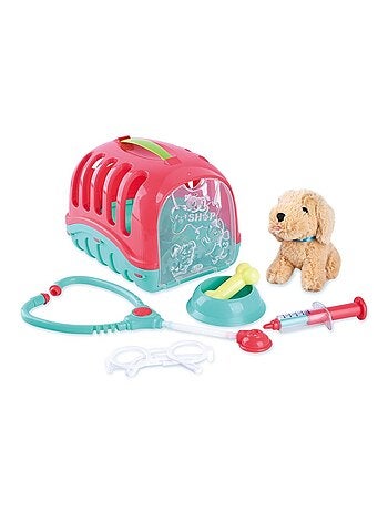 Peluche chien avec boîte de transport 7 pcs