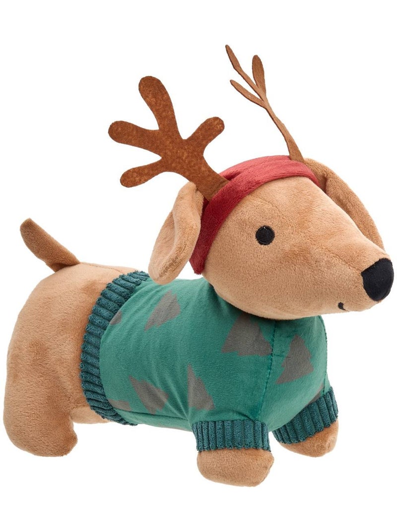 Peluche chien de noël rouge et vert Rouge - Kiabi