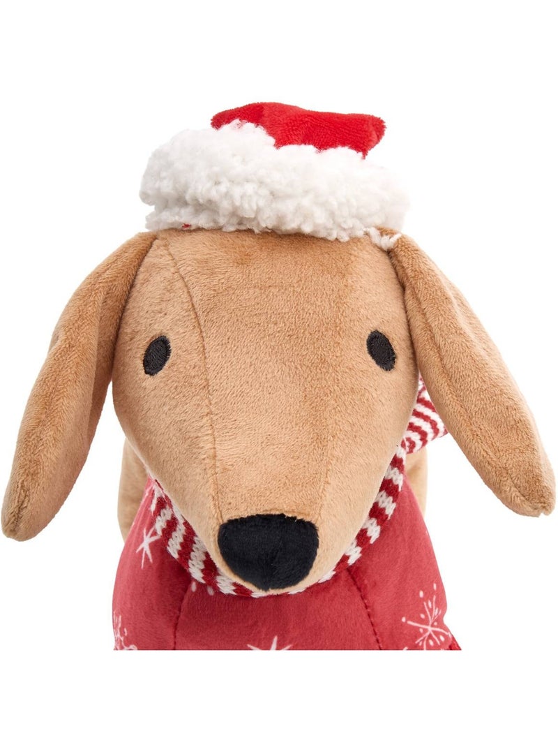 Peluche chien de noël rouge et vert Vert - Kiabi