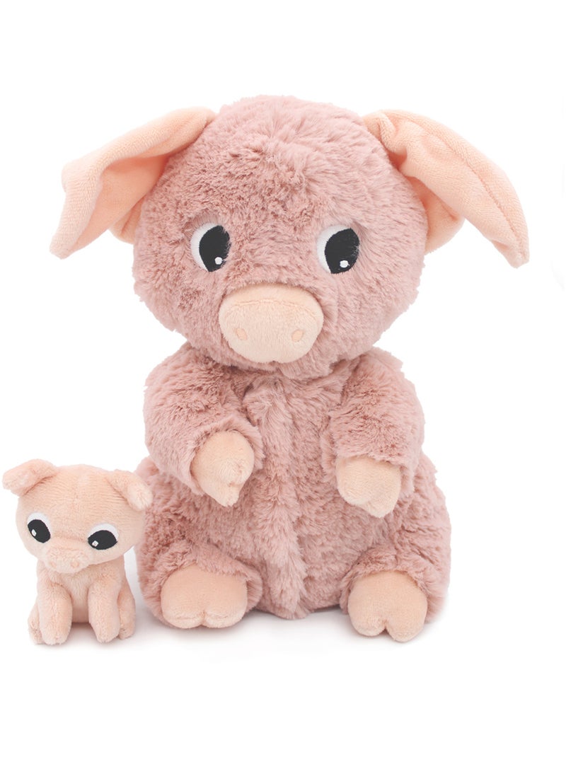 Peluche cochon maman et son bébé rose Rose - Kiabi