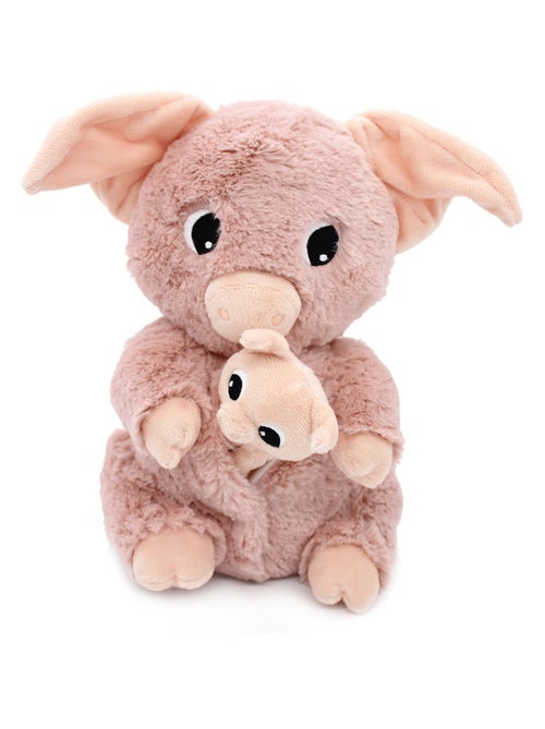 Peluche cochon maman et son bébé rose - Kiabi