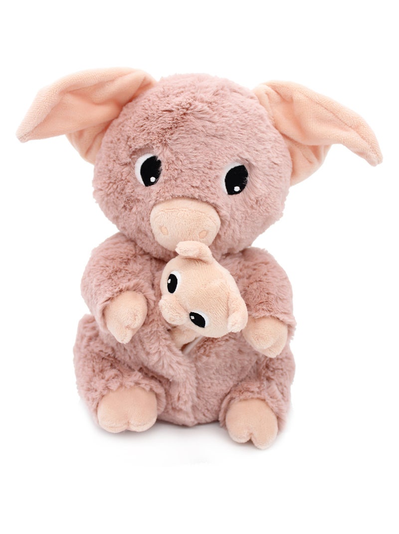 Peluche cochon maman et son bébé rose Rose - Kiabi