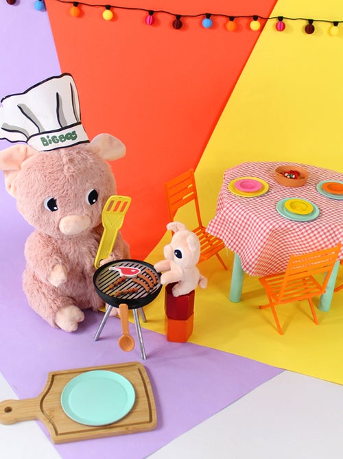 Peluche cochon maman et son bébé rose - Kiabi