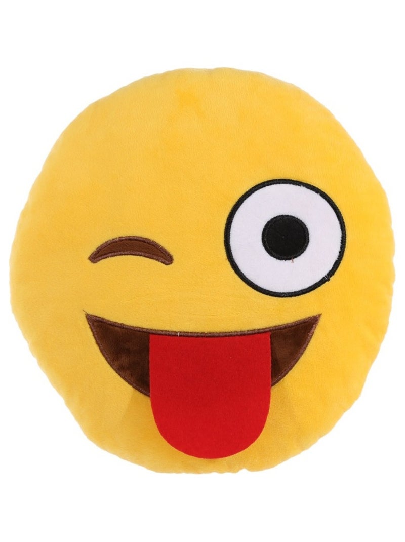 Peluche coussin Emoji Clin d'oeil Jaune - Kiabi