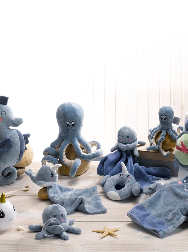 Peluche doudou hochet Narval la licorne Bleu Kiabi