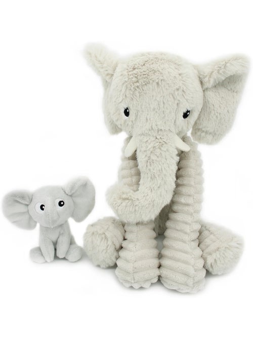 Peluche éléphant maman et son bébé gris - Kiabi