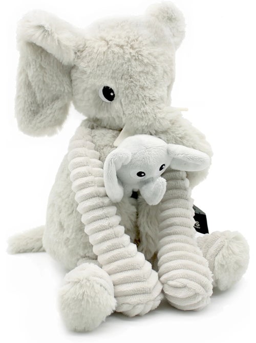 Peluche éléphant maman et son bébé gris - Kiabi