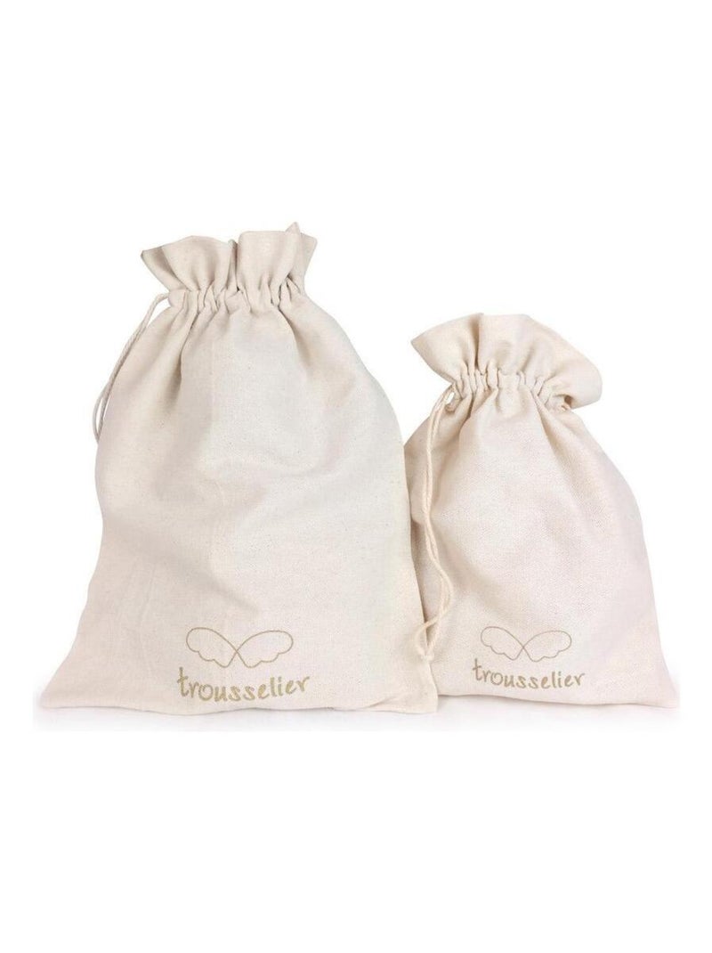 Peluche En Lin Ange Lapin Vert Céladon + Pochette En Coton (20 Cm) Vert d'eau - Kiabi