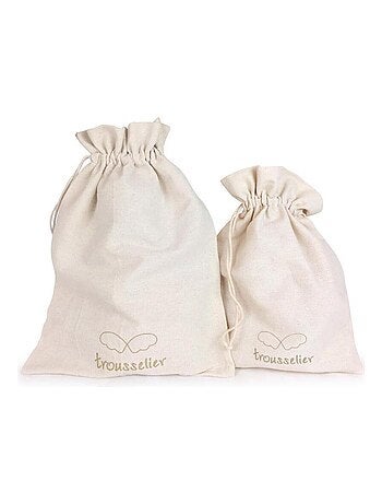 Peluche En Lin Ange Lapin Vieux Rose + Pochette En Coton (20 Cm)