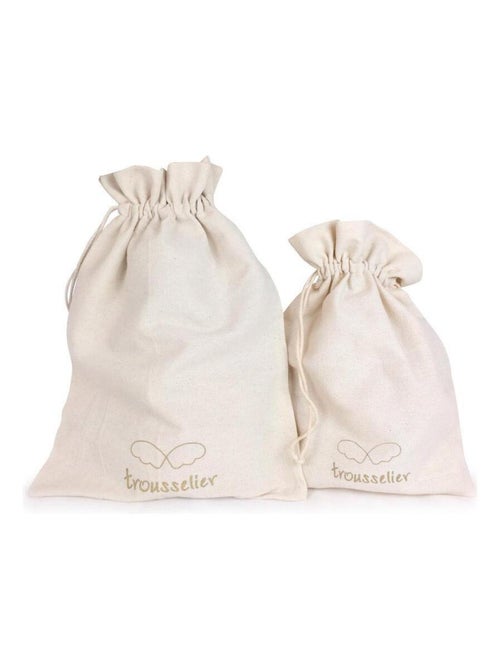 Peluche En Lin Ange Lapin Vieux Rose + Pochette En Coton (20 Cm) - Kiabi