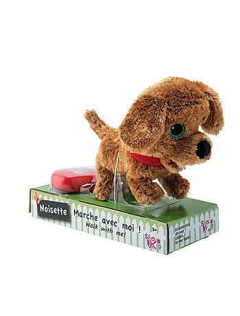 Peluche filoguidée chien Noisette marche avec moi !