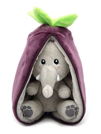 Peluche flipetz eléphant aubergine
