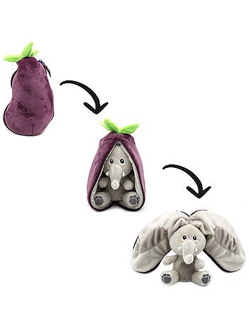 Peluche flipetz eléphant aubergine