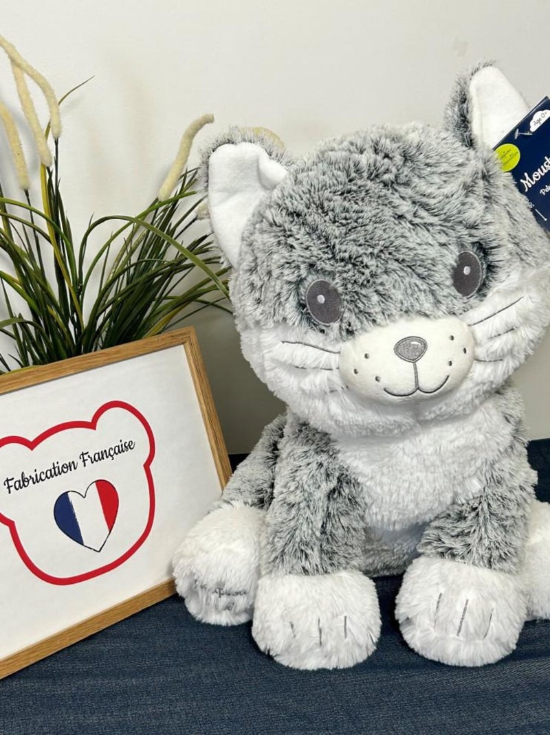 Peluche géante Chat Moustache - Made in France Gris - Kiabi