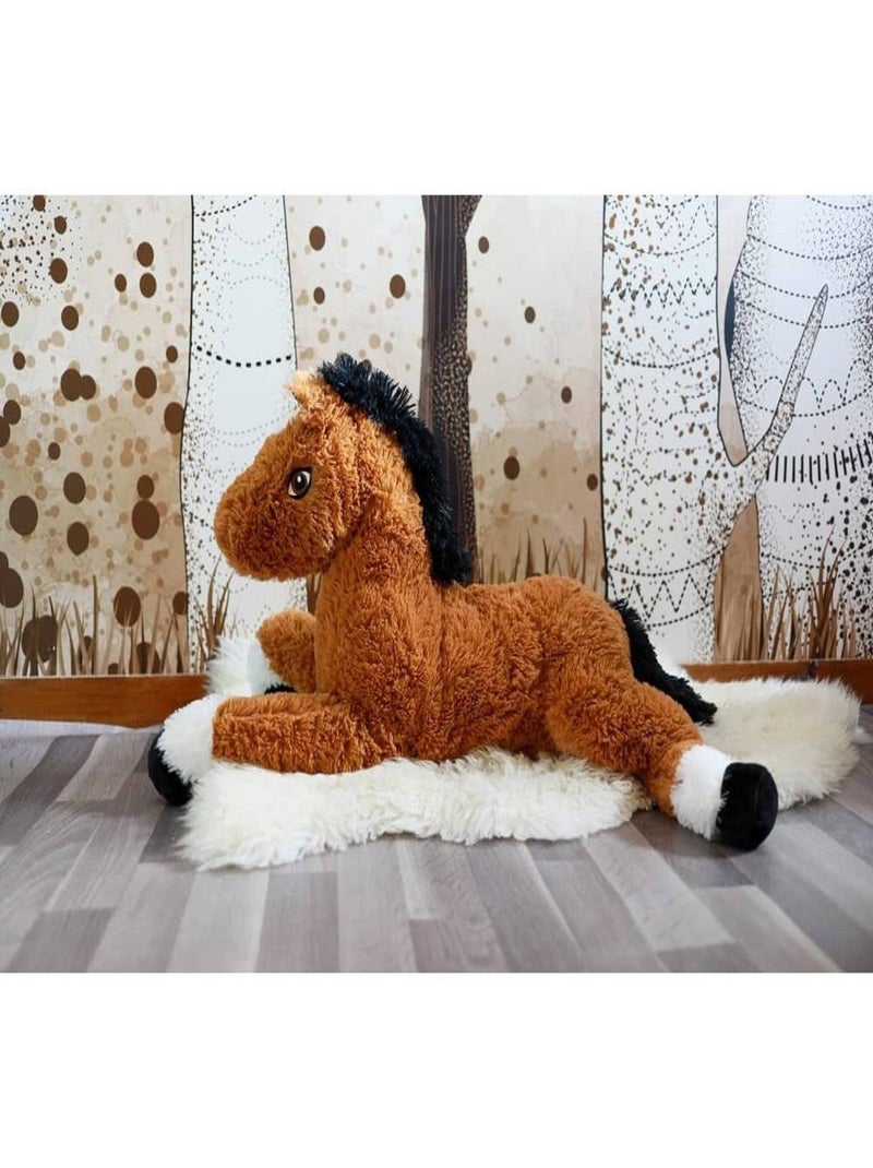 Peluche géante Cheval Lucky - Made in France Marron - Kiabi