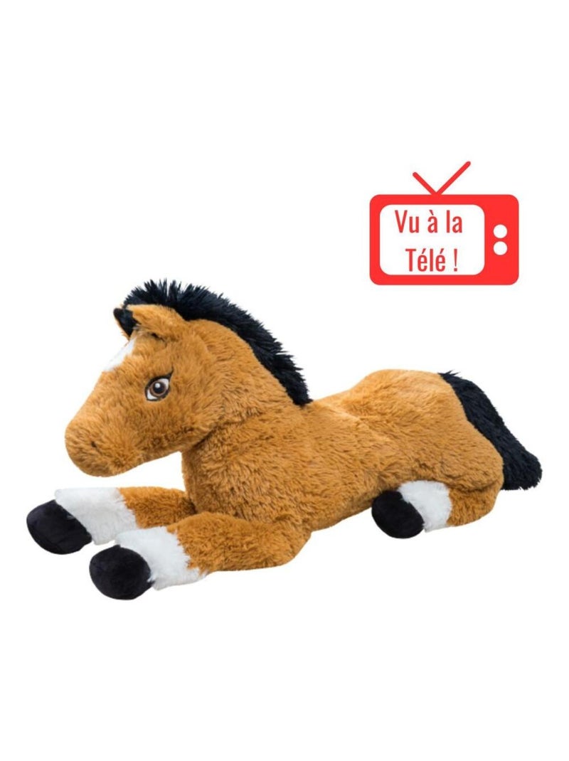 Peluche géante Cheval Lucky - Made in France Marron - Kiabi