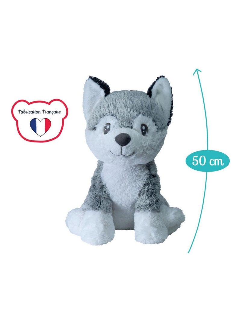 Peluche géante Chien Husky Kodi - Made in France Gris - Kiabi