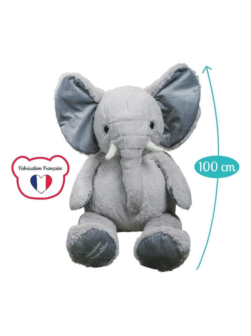 Peluche géante Eléphant Jojo Made in France Gris Bébé