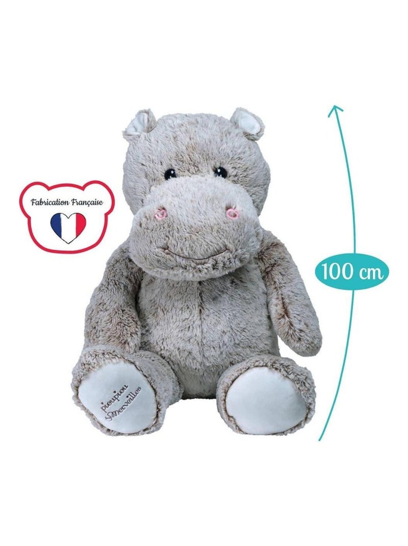 Peluche géante hippo Léo - Made in France Gris - Kiabi