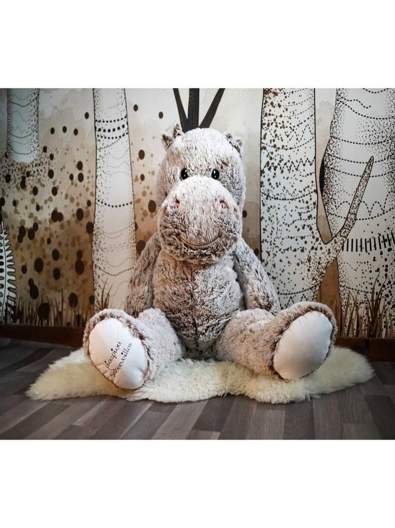 Peluche géante hippo Léo - Made in France Gris - Kiabi