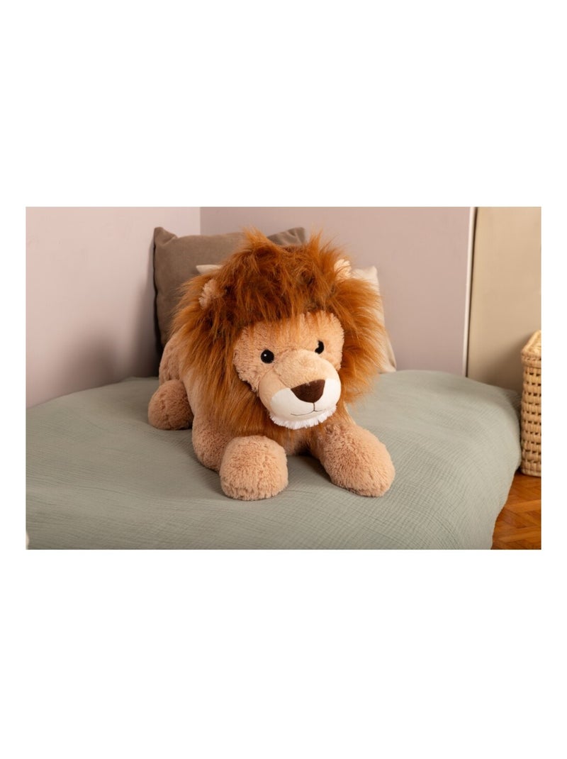 Peluche géante Léon le Lion allongé 100cm - Made In France Blanc Beige - Kiabi